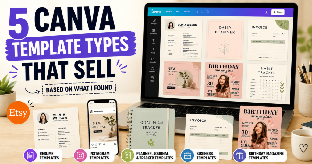 5 Canva templates that sell on Etsy