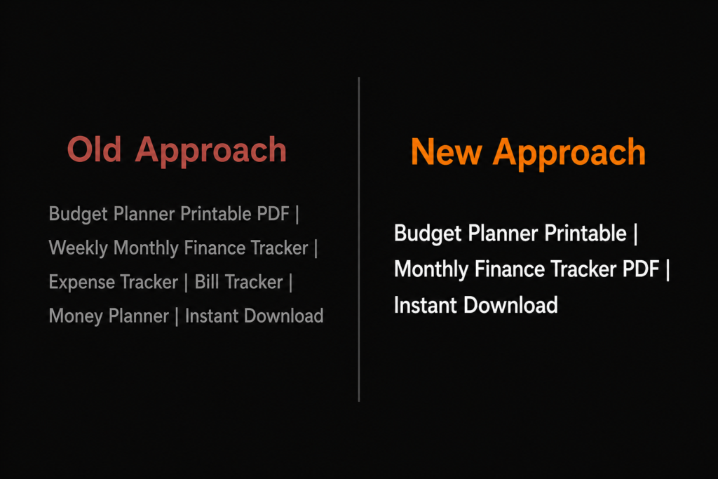 etsy listing title old approach vs new approach digital products