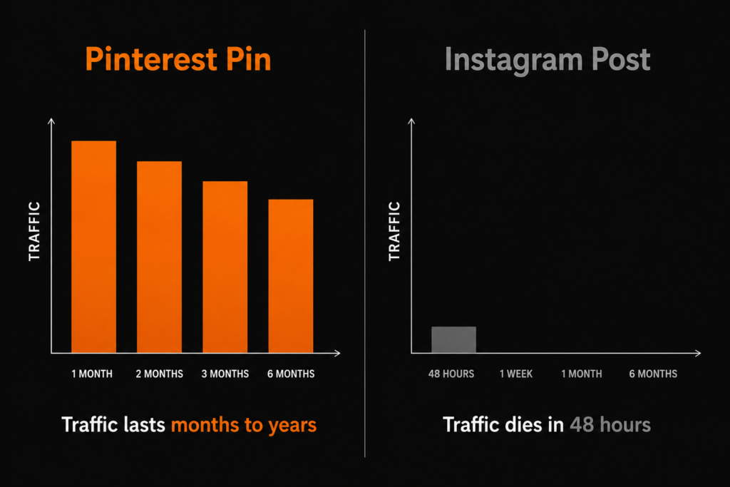 pinterest pin lifespan vs instagram post lifespan etsy traffic comparison