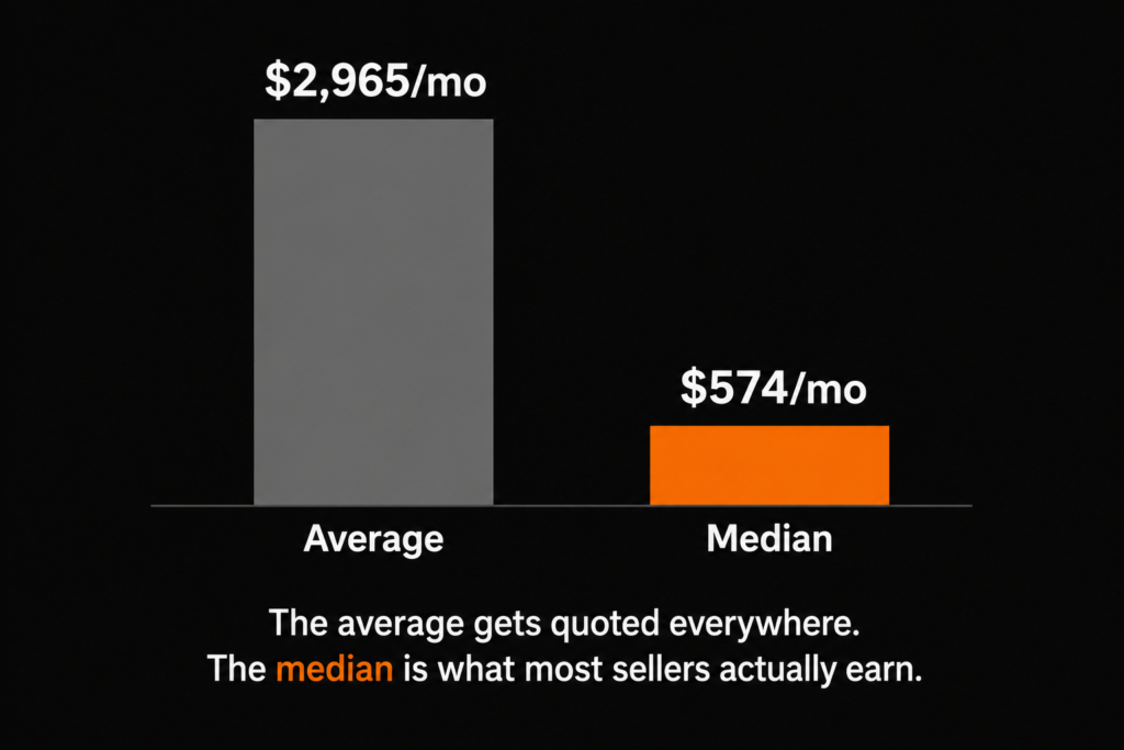etsy seller average income vs median income digital products