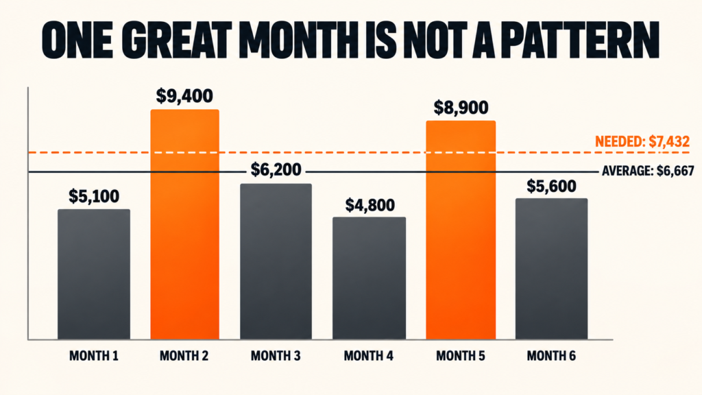 six months of side hustle income compared to the monthly average
